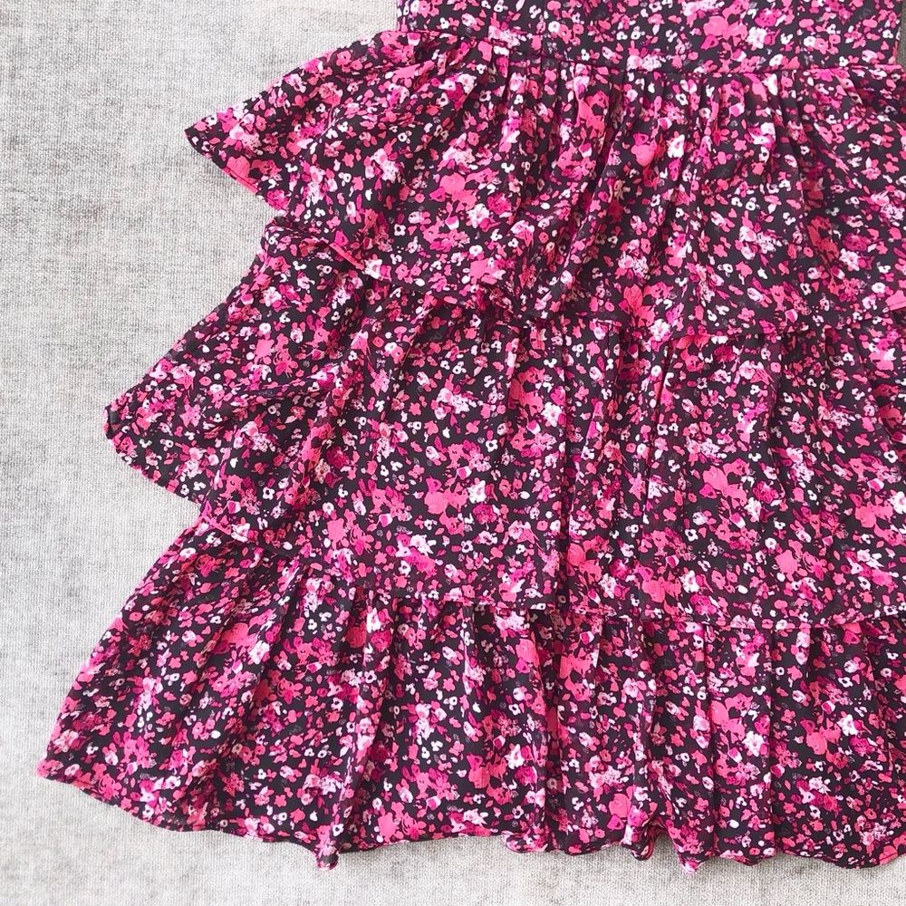 WHBM ditzy print floral pink strapless ruffle dres - Picture 5 of 7